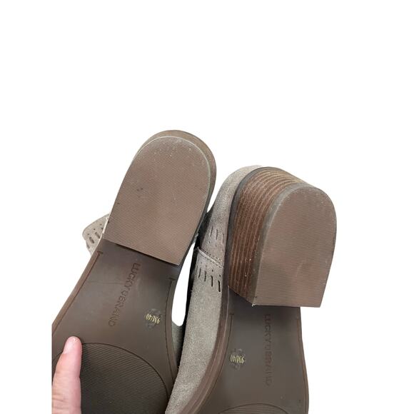 Lucky Brand Bustina Suede Bootie Womens Size 9 Taupe Ankle Cutout Western Fall - Picture 8 of 11